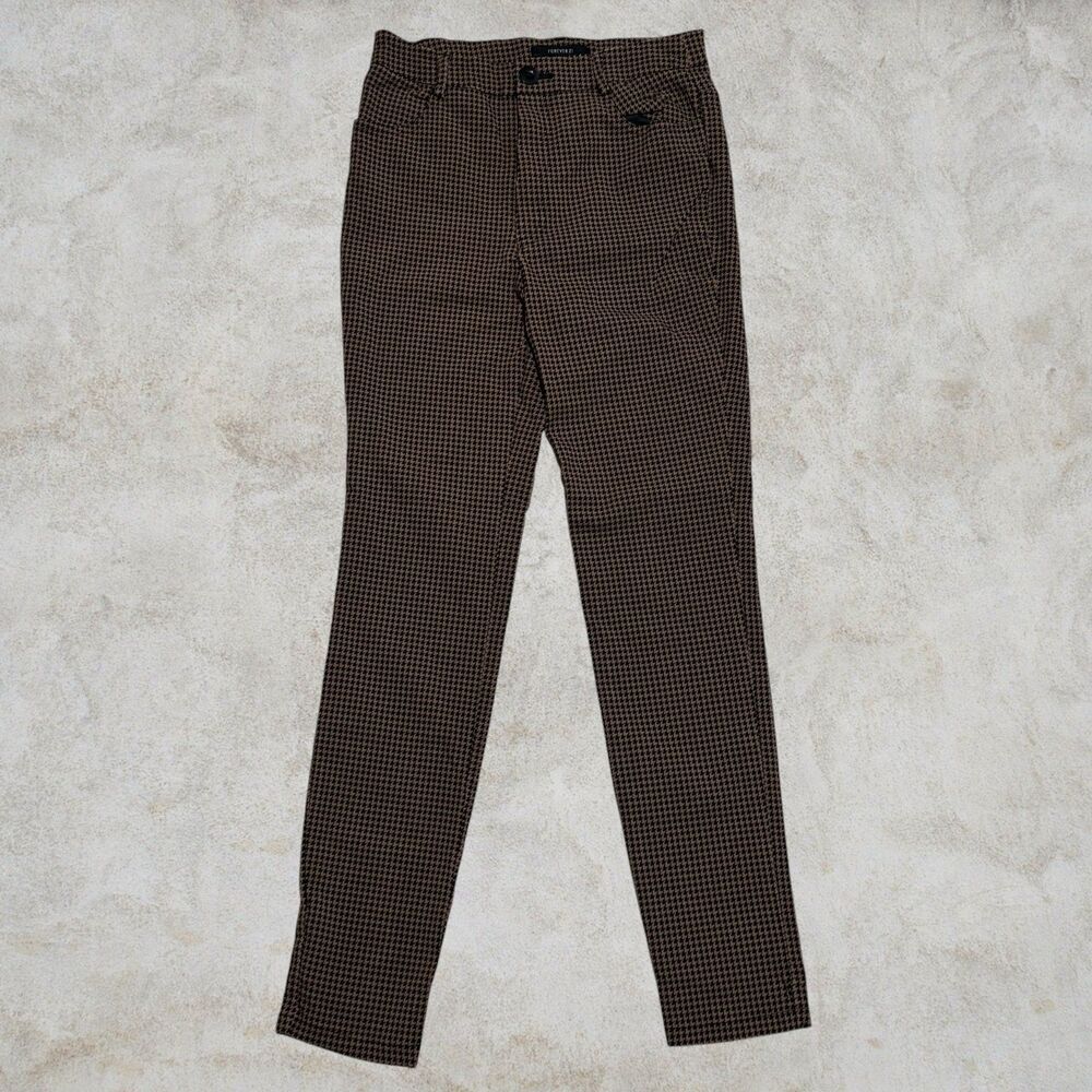 Forever 21 Houndstooth Skinny Pants Womens Small Brown Black Trousers